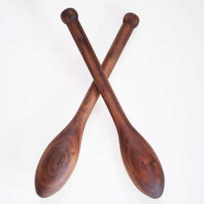 walnut teardrop Indian clubs