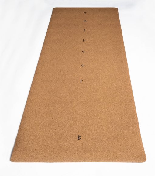 Cork/rubber yoga mat with nordic rune chakra points