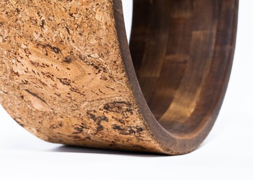 Hand-crafted wooden yoga wheel with cork surround