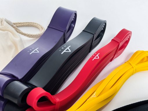 Latex rubber resistance bands set with door anchor and cotton carry bag