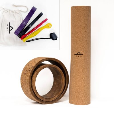 Premium yoga mat, wheels and resistance bands