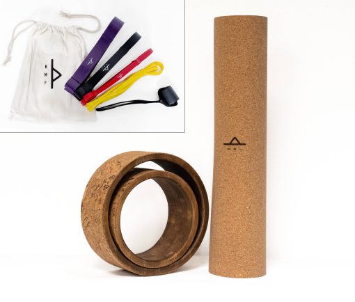 Premium yoga mat, wheels and resistance bands