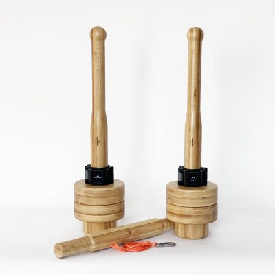 Loadable Indian club handles, wrist roller & swingbell